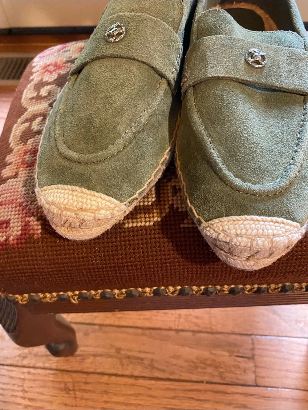 Talbots Olive Green Suede Slip-On Loafers